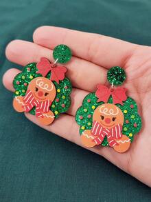 1 cặp bông tai Giáng sinh bằng nhựa hình người bánh gừng dễ thương, trang trí ngày lễ cho phụ nữ - Người đàn ông bánh gừng Giáng sinh - Xem 11
