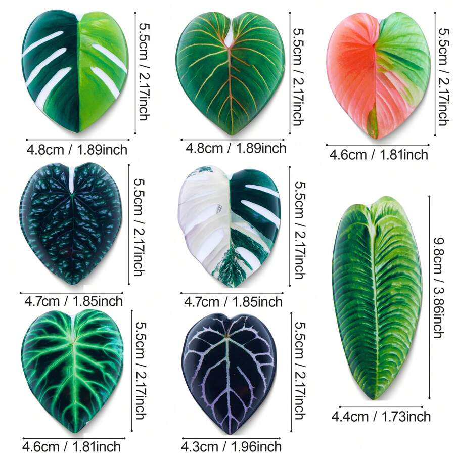 8 Pcs Acrylic Plant Leaf Fridge Fresh Design, Beautify Your