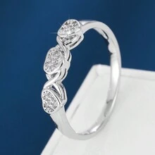 1 件女士戒指，镶嵌锆石交织心形设计 - 彩色 - 查看 13