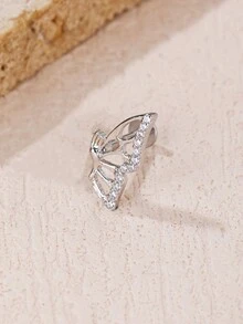 1 chiếc khuyên tai hình cánh bướm bằng thép titan thời trang thanh lịch, thích hợp để đeo hàng ngày - Bạc - Xem 9