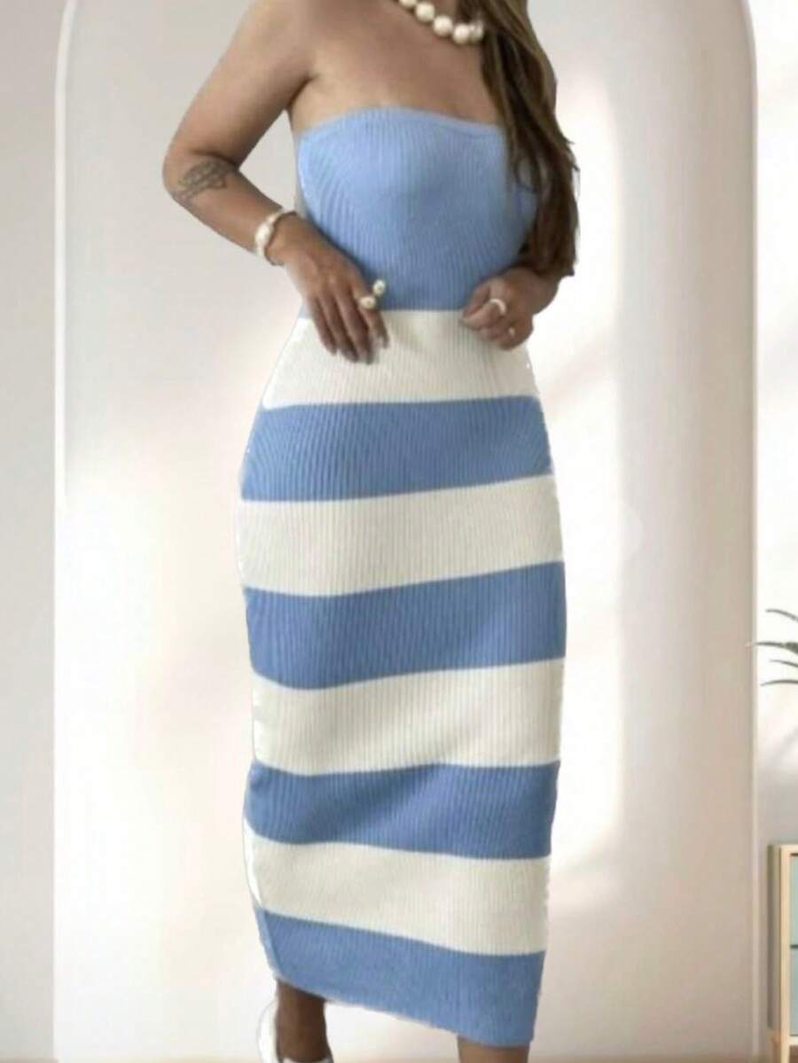 TRICOZHU PLAIN TANK TOP DRESS MODAL ELEGEMTE WOMEN'S LONG SUMMER 2024 ONE SIZE 38-42 - Màu xanh nhạt - Xem 1