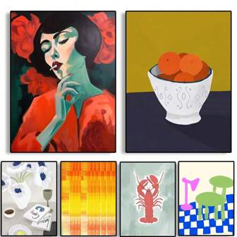 1pc Wall Arts Posters FramelessAbstract And Modern Art Geometry Poster No Framed Kraft Club Bar Paper Vintage Poster Wall Art Painting Bedroom Study Stickers Vintage Optional Frame ,Wall Art With Frame