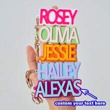 定制包袋配件，包袋饰物，亚克力名称包袋饰物定制，适用于行李箱，手提包，沙滩包，送给家人和朋友的礼物，小礼物 - 彩色 - 查看 1