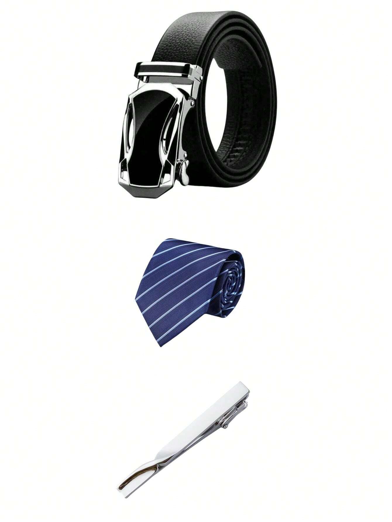 Formal Men's Tie, Tie Clip And Belt Set A Business Or Formal Occasion