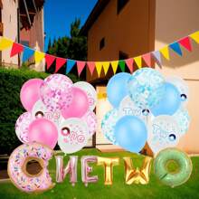 12 件 One Twe Ohbaby Donut 一周大铝箔乳胶亮片气球套装 适用于儿童生日派对全套生日庆祝活动 - 彩色 - 查看 2