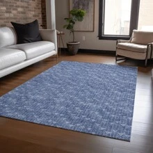 HomeRoots 5' X 8' Navy Blue Geometric Washable Non Skid Indoor Outdoor Area Rug