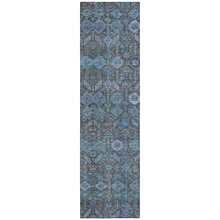 8' Runner Blue And Coffee Floral Washable Non Skid Indoor Outdoor Runner Rug - Multicolor - View 2
