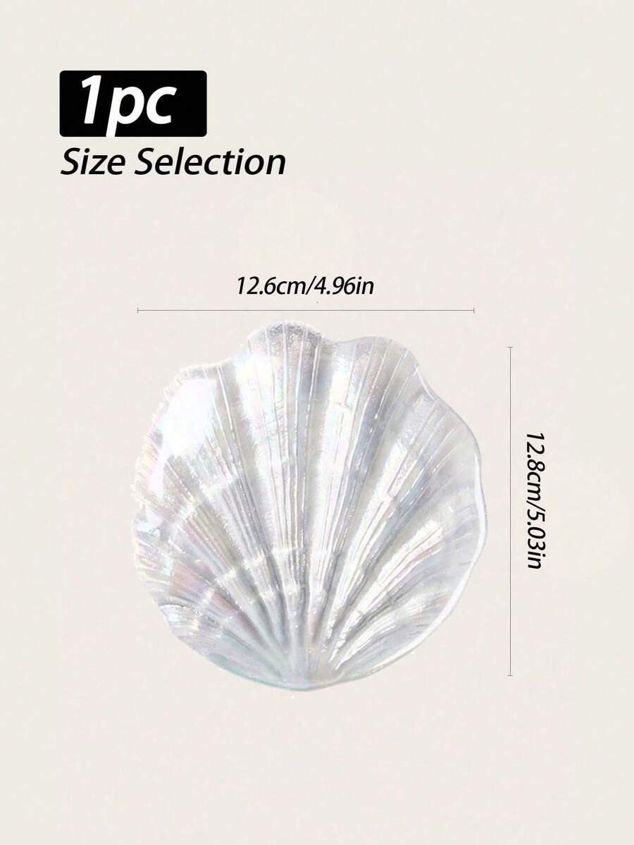 1pc Glitter Glass Jewelry Dish Tray Sparkle Iridescent Seashell Shell