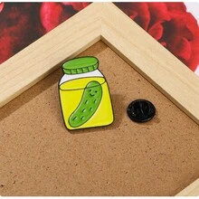 1 cái Trâm cài áo kim loại hình dưa chua hoạt hình dễ thương, Quà tặng, Trang trí quần áo/túi xách - màu xanh lá - Xem 2