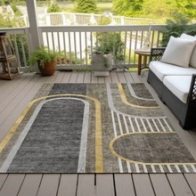 5' X 8' Taupe Abstract Washable Non Skid Indoor Outdoor Area Rug - Taupe - View 5