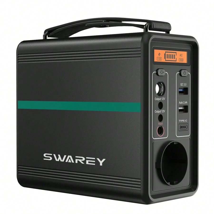 Swarey Station d'alimentation portable SWAREY 150 W (valeur de crête 300 W), station d'alimentation solaire, 166 Wh/52 000 mAh, générateur d'alimentation, générateur de stockage d'énergie solaire, chargeur de batterie, alimentation de secours d'urgence pour 16 15 14 13 12 11/Pro/Max/Plus/Mini/8/SE/X/XS, Airpod 4/3/2/Pro2/Pro