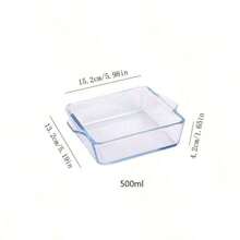 1pc Square Baking Dish, High-Borosilicate Heat-Resistant Lead-Free Glass, For Salad, Dessert, Baking Oven And Microwave