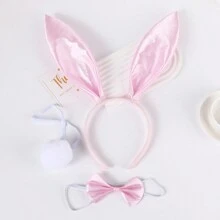 1 Set 3 Stück Plüsch Hasen Schwanz Karnevals Kostüm Set, Weiches 3-teiliges Zubehör Set, Weihnachtsball Zubehör Set, Party Atmosphäre Dekorations Set für Abschlussball und Halloween