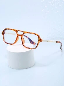 1副方形时尚平光镜片眼镜，欧美风格，适合青少年 - 無色 - 查看 7