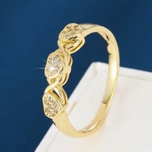 1 件女士戒指，镶嵌锆石交织心形设计 - 彩色 - 查看 8