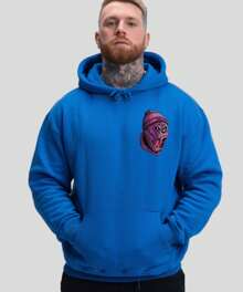 Men's Hoodie With "GORILLA FACE" Design - Royal Blue - View 2