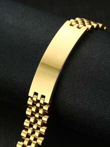 Men's ID Tag Bracelet, Customizable Engraved Heartfelt Message, Comes With Chain, Minimalist Daily Wear, Includes Gift Box, Suitable For Valentine's Day, Birthday, Mother's Day Or Everyday Gift - Multicolor - View 4