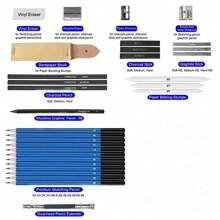 144Pcs Sketching & Drawing Pencils Art Kit,Professional Drawing Art Tool Kit CharcoalGraphiteWatercolorMetallicColored Drawing Pencils Set For Artists,Beginners,Adults,Kids,Teens - 如圖所示 - 查看 6