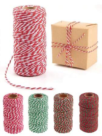 1 件长手工编织绳，1000 厘米圣诞礼物包装绳，甜点蛋糕盒密封胶带，节日包装绑带，创意 DIY 蝴蝶结，圣诞树装饰用品，新年礼品包装配件，标签绑带，非常适合艺术家和工艺爱好者，红色/绿色/多色，圣诞节