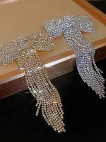 1 件仿珍珠和水钻丝带流苏发夹，时尚发饰，适合刘海和侧发，情人节爪夹发夹发夹 - 彩色 - 查看 2