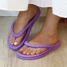 Kit Of Two Pairs Of Women's Sandals  Comfort And Braided Brezz Flip Flops - Đỏ mặt và tím - Xem 5