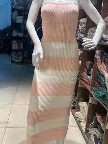 TRICOZHU PLAIN TANK TOP DRESS MODAL ELEGEMTE WOMEN'S LONG SUMMER 2024 ONE SIZE 38-42 - 淺粉色 - 查看 2