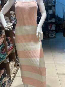 TRICOZHU PLAIN TANK TOP DRESS MODAL ELEGEMTE WOMEN'S LONG SUMMER 2024 ONE SIZE 38-42 - 淺粉色 - 查看 1