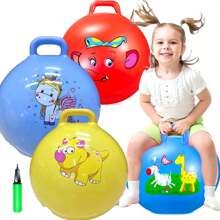 45cm/18inch/55cm/22inch Bouncy Hopper Balls With Handle For Kids, Ride On Toys Balls For Toddlers 1-3 & Kids 4-8, 1 Pack Hopper Ball 18 Inch Size For Kids Jumping Sports Ride Games Balance Exercise Indoor Outdoor Fun