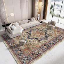 Orhopui Machine Washable Area Rugs -  Vintage Area Rug For Living Room, Bedroom, Home Office, Stain Resistant Non-Slip Backing Rugs, Ultra-Soft Floral Print Carpet, Blue - Blue - View 3