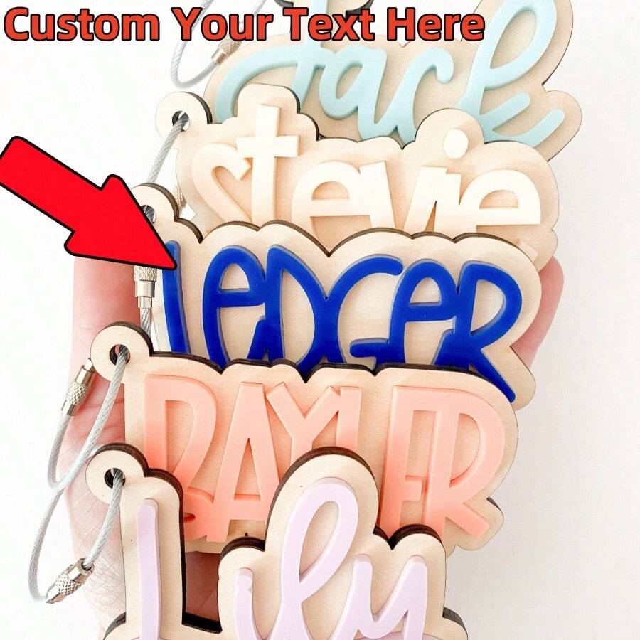Móc khóa Acrylic tùy chỉnh | Thẻ tên bằng gỗ và Acrylic được cá nhân hóa | Thẻ túi Acrylic | Nhãn ba lô | Móc khóa túi tã | Thẻ tên tùy chỉnh - Nhiều màu - Xem 1
