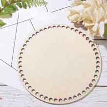 5pcs Unfinished Wooden Crochet Basket Bases - Blank Round Art Board, Suitable For DIY Knitting And Handicraft Projects