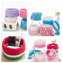 5pcs Unfinished Wooden Crochet Basket Bases - Blank Round Art Board, Suitable For DIY Knitting And Handicraft Projects