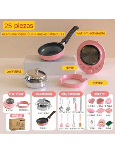 YUQING.FC Juguete 25Piezas Juego de utensilios de cocina del fabricante, juguetes reales para cocinar y jugar a las casitas para niños