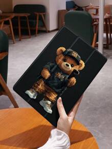 1pc Cute Bear Pattern Tablet Protective Cover, Compatible With IPad 10.2", IPad Pro 11" 2021/2020/10th Gen, IPad Mini 4/5/6, Galaxy Tab A8 10.5" 2022, MatePad 10.4"/Tab, Pencil Slot, Anti-Fall, Tablet Stand Protective Case, Support Auto Sleep/Wake - Multicolor - View 2