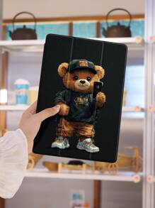 1pc Cute Bear Pattern Tablet Protective Cover, Compatible With IPad 10.2", IPad Pro 11" 2021/2020/10th Gen, IPad Mini 4/5/6, Galaxy Tab A8 10.5" 2022, MatePad 10.4"/Tab, Pencil Slot, Anti-Fall, Tablet Stand Protective Case, Support Auto Sleep/Wake - Multicolor - View 4