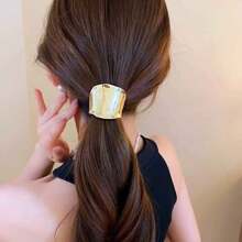 1pc Solid Color Casual Elegant Sophisticated Copper Alloy Casual Hair Scrunchie Elastic Hair Tie, Suitable For All Seasons Hair Ties Ponytail Holders Hair Elastics Hair Rubber Bands Scrunchies Hair Rope