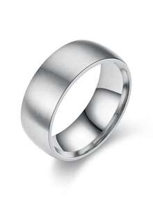 中性款不锈钢戒指，8 毫米经典黑色拉丝哑光饰面，简约戒指，男女订婚承诺戒指，复古简约风格，周年纪念礼物珠宝 - 8mm內外球啞光 - 查看 9