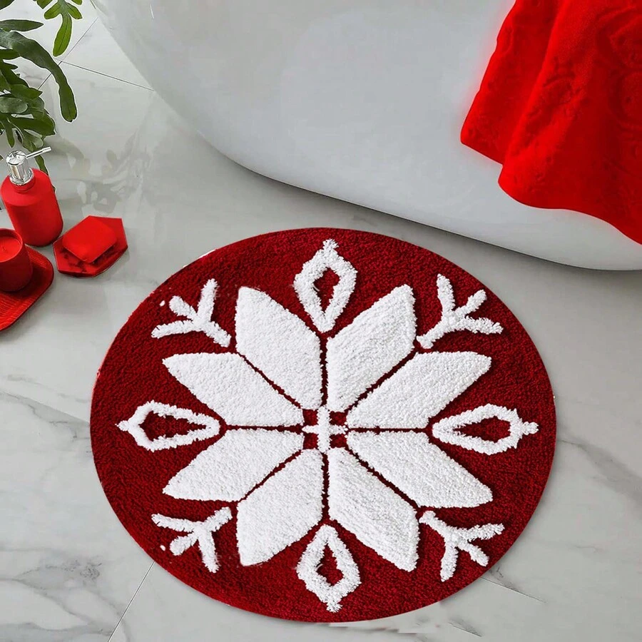 Thảm Cashmere Giáng sinh Thảm trải sàn thấm hút phòng tắm Phòng khách Phòng ngủ Đầu giường Thảm chân chống trượt hình bông tuyết tròn Trang trí phòng tắm Thảm tắm Thảm ngoài trời Thảm cửa Trang trí mùa thu Phụ kiện phòng tắm Trang trí lối vào trường học trở lại - Đỏ - Xem 1
