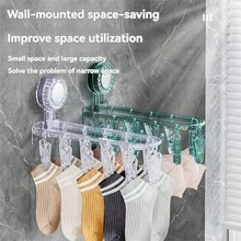 1 件装吸盘袜夹家用壁挂式袜子晾衣架阳台防盗窗户胸罩内裤袜夹衣架 - 彩色 - 查看 9