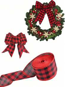 1 件 78.7 英寸 Buffalo 格子丝带装饰、黑色和红色格子圣诞树丝带、节日礼品包装丝带、DIY 花环、蝴蝶结、装饰丝带、圣诞树装饰、节日家居装饰、圣诞节和新年派对礼品包装丝带 - 彩色 - 查看 1