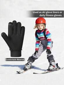 1 Pair 8-12 Years Old Kids Winter Warm Bike Gloves - Cold Weather Outdoor Cycling Running Skiing Gloves, Bike & Snow Slip-Resistant Warm Gloves With Touch Screen Sensitivity For Boys And Girls