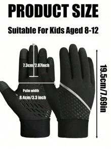 1 Pair 8-12 Years Old Kids Winter Warm Bike Gloves - Cold Weather Outdoor Cycling Running Skiing Gloves, Bike & Snow Slip-Resistant Warm Gloves With Touch Screen Sensitivity For Boys And Girls