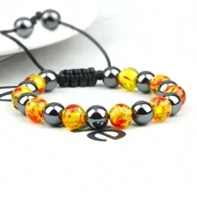 1pc Luxury Men Braided Bracelet Purple Tiger Eye Natural Stone Hematite Beads Bracelets Bangles Women Fashion Jewelry Bracelet