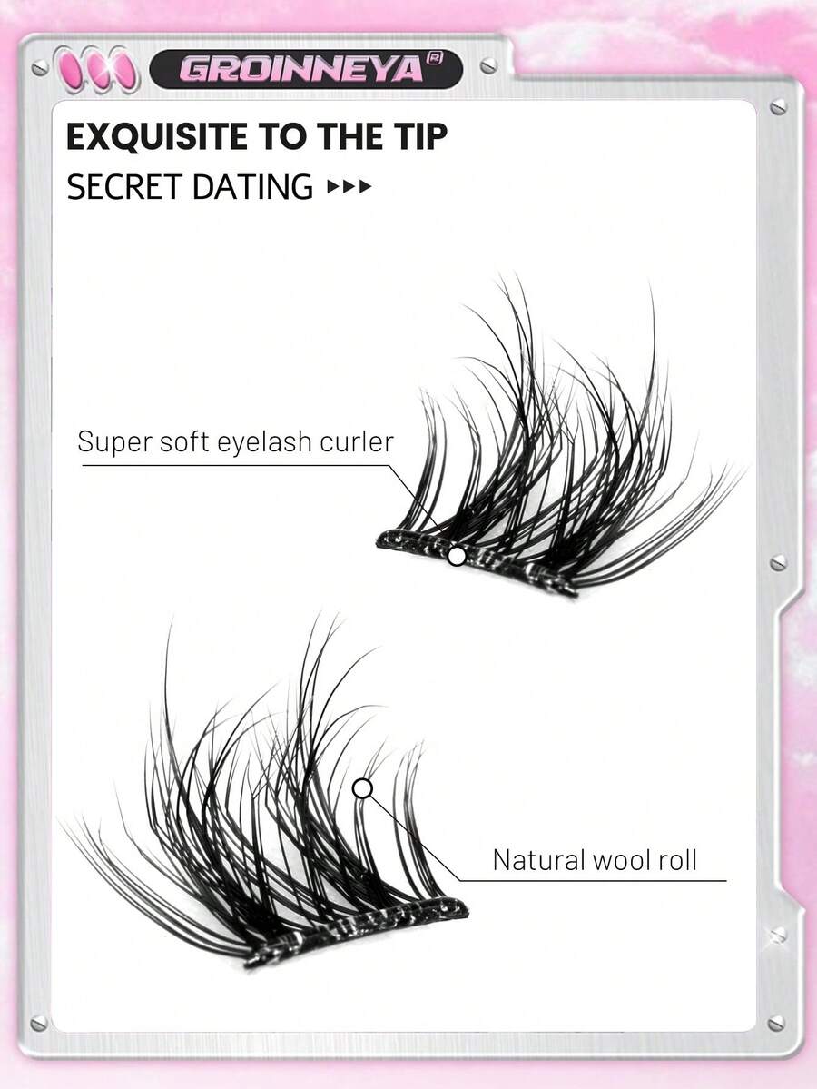 GROINNEYA 6 Rows Self Adhesive Eyelashes No Glue No Remover Needed DIY