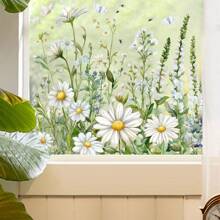 1pc Fresh White Daisy Flower Glass Sticker, Casual Daily Necessity, Stickers, Wall Decal, Vinly Decal For Home Decorations, Spring Decoration Items Refresh Your Home, Rama Decoration Stickers