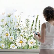 1pc Fresh White Daisy Flower Glass Sticker, Casual Daily Necessity, Stickers, Wall Decal, Vinly Decal For Home Decorations, Spring Decoration Items Refresh Your Home, Rama Decoration Stickers