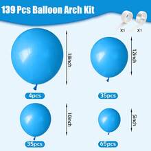 Bộ 139 quả bóng bay cao su nhiều màu đen, xanh lá cây, xanh lam và nhiều màu khác, thích hợp cho sinh nhật, đám cưới, họp mặt gia đình, tiết lộ giới tính, tiệc theo chủ đề, trang trí tiệc và trang trí nhà cửa, được trang bị dây bóng bay và điểm dính - Nhiều màu - Xem 22