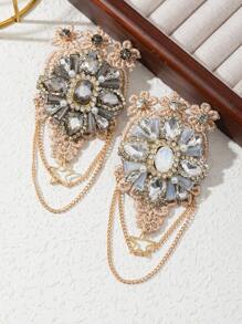 1pc Elegant Luxury Crystal Encrusted Palace Badge Brooch, Sparkling Jewelry Accessory Great Gift For Daily Wear - classic - View 8