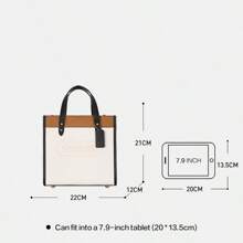 Coach Bolso tipo tote vertical con parche de campo 22, bolso de compras, bandolera, bolso de hombro, pequeño para mujer, color blanco y marrón - blanco y marrón - Ver 8