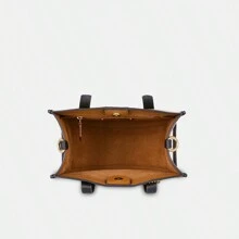 Coach Bolso tipo tote vertical con parche de campo 22, bolso de compras, bandolera, bolso de hombro, pequeño para mujer, color blanco y marrón - blanco y marrón - Ver 6